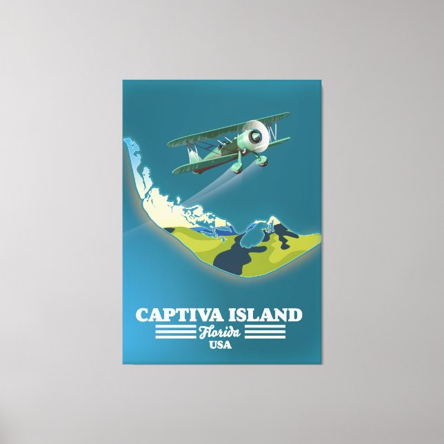 Impressão Em Tela Mapa da Ilha Captiva Flórida EUA (Frente)
