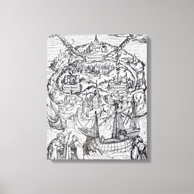 Impressão Em Tela Mapa da Ilha da Utopia, Frente do Livro (Frente)