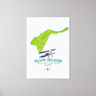 Impressão Em Tela Mapa da Ilha Plum, Southold Condado de Suffolk, No