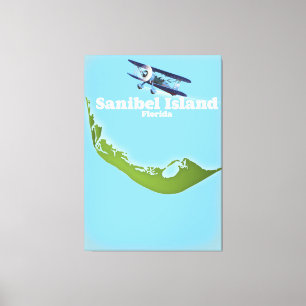 Impressão Em Tela Mapa da Ilha Sanibel Flórida