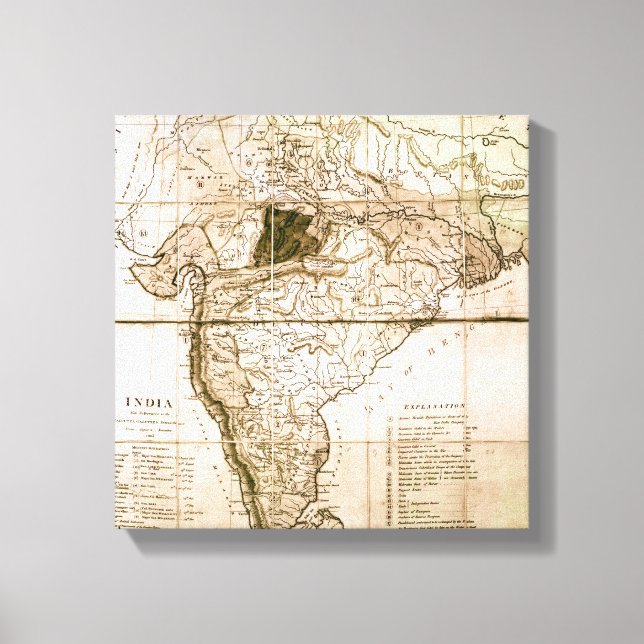 Impressão Em Tela Mapa da Índia, 1803 (Frente)