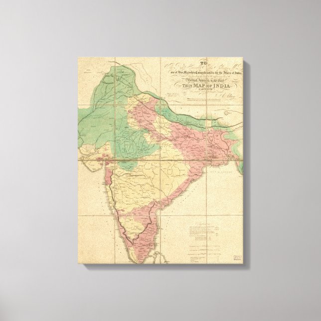 Impressão Em Tela Mapa da Índia (1818) (Frente)