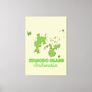 Impressão Em Tela Mapa da Indonésia da Ilha Komodo