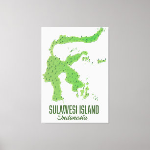 Impressão Em Tela Mapa da Indonésia na ilha de Sulawesi