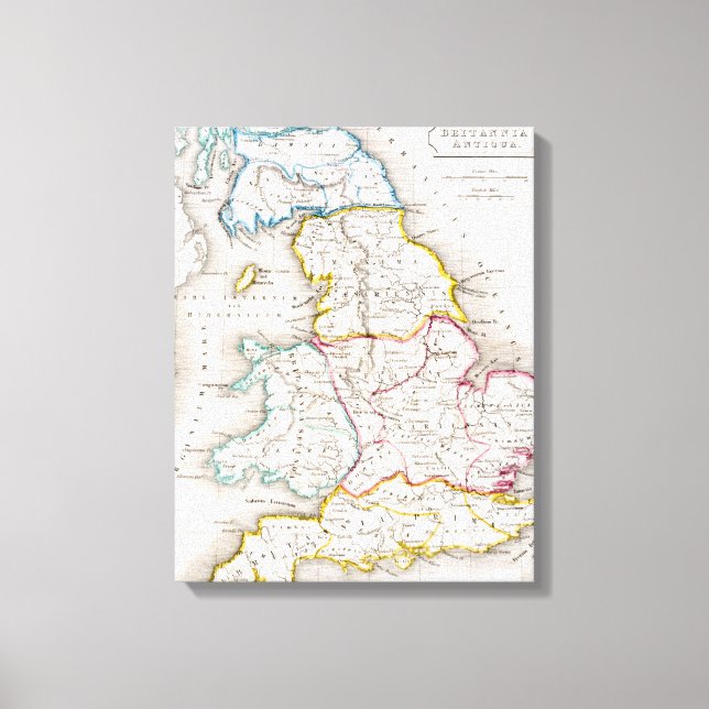 Impressão Em Tela Mapa da Inglaterra | Britannia Antiqua (Frente)