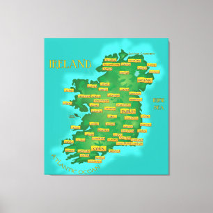 Impressão Em Tela Mapa Da Irlanda