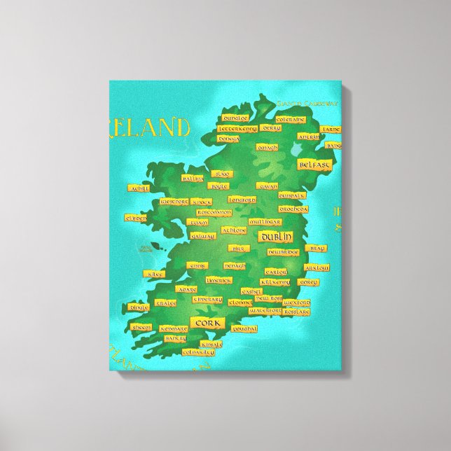 Impressão Em Tela Mapa da Irlanda (Frente)