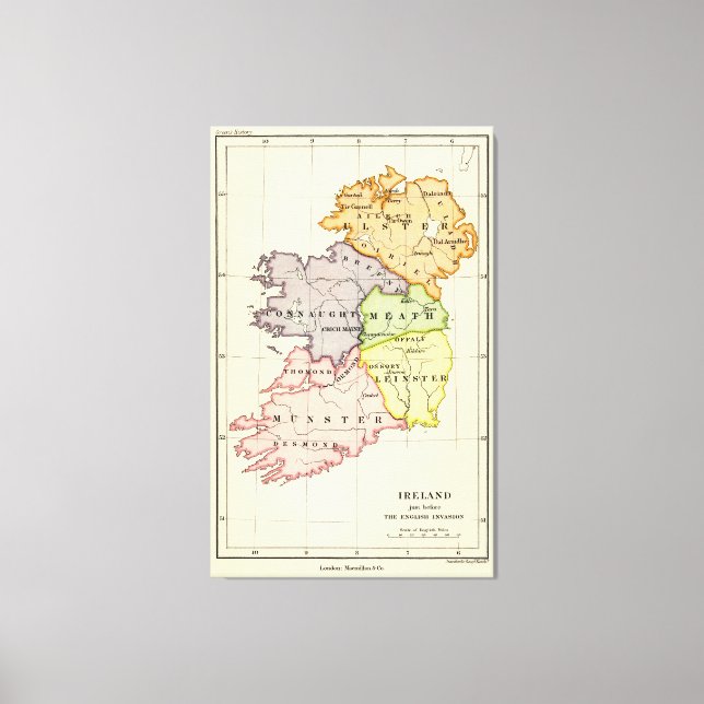 Impressão Em Tela Mapa da Irlanda (Frente)