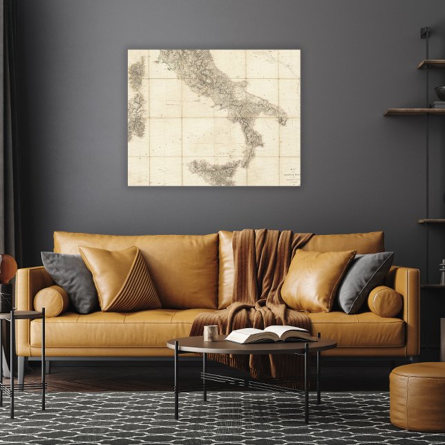 Impressão Em Tela Mapa da Itália do Sul e Costa Adjacente (Criador carregado)