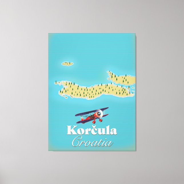 Impressão Em Tela Mapa da Korčula Croácia (Frente)
