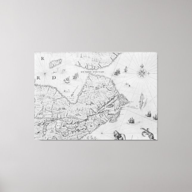 Impressão Em Tela Mapa da Nova França ou do Canadá (Frente)