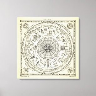 Impressão Em Tela Mapa da opinião de Oxford da biblioteca de