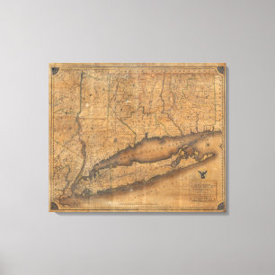 Impressão Em Tela Mapa da parte do sul do estado de New York