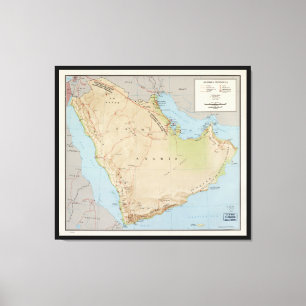 Impressão Em Tela Mapa da península árabe (1969)