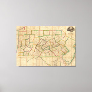 Impressão Em Tela Mapa da Pensilvânia