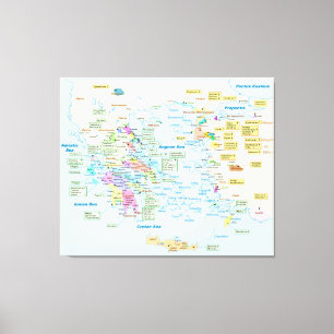 Impressão Em Tela Mapa da piscina homérica da era com etiquetas