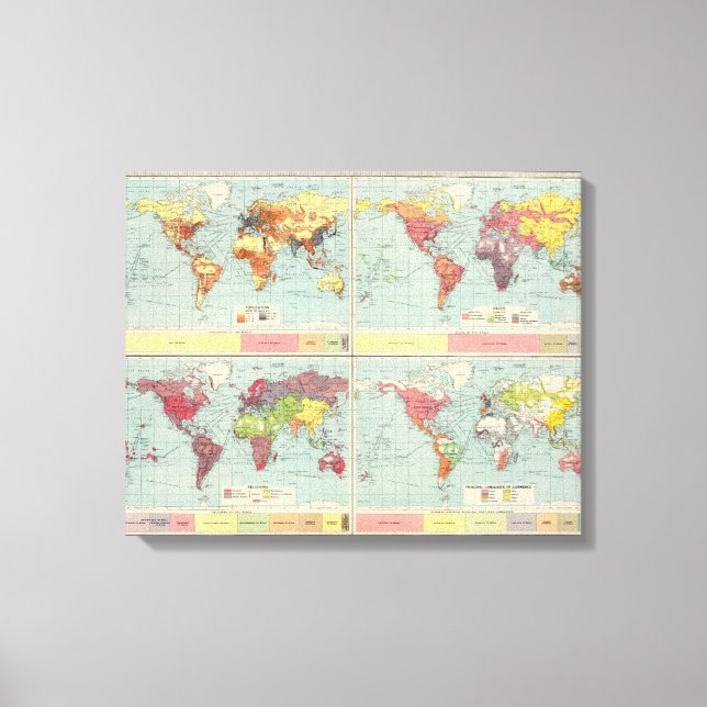 Impressão Em Tela Mapa da população mundial (Frente)