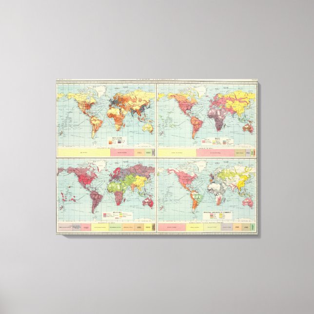 Impressão Em Tela Mapa da população mundial (Frente)
