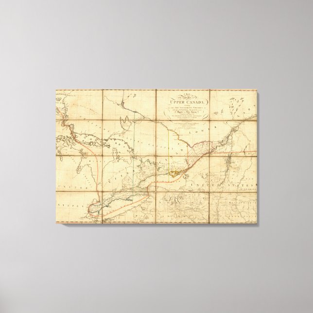 Impressão Em Tela Mapa da Província do Alto Canadá (Frente)