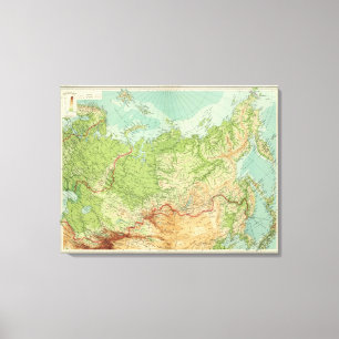 Impressão Em Tela Mapa da Sibéria com rotas marítimas