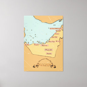 Impressão Em Tela Mapa da Viagens vintage do Bahrein