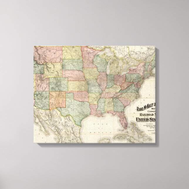 Impressão Em Tela Mapa da Vintage nos Estados Unidos (1907) (Frente)