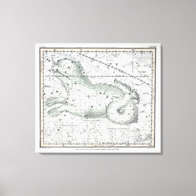 Impressão Em Tela Mapa das Constelações Placa XXIII (Frente)