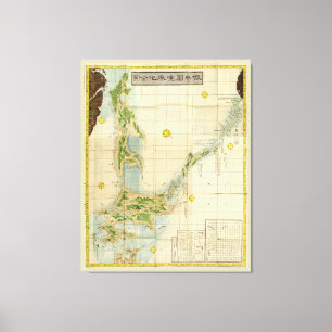 Impressão Em Tela Mapa das Ilhas Hokkaido, Sakhalin e Kuril (1854)