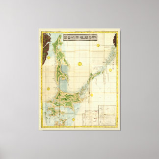 Impressão Em Tela Mapa das Ilhas Hokkaido, Sakhalin e Kuril (1854)