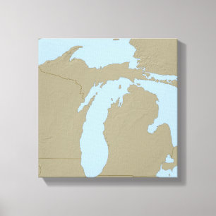 Impressão Em Tela Mapa de alivio de Michigan