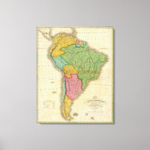 Impressão Em Tela Mapa de Ámérica do Sul 3