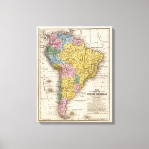Impressão Em Tela Mapa de Ámérica do Sul 5