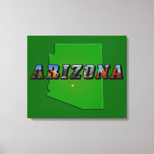 Impressão Em Tela Mapa de arizonas e Texto de Imagem
