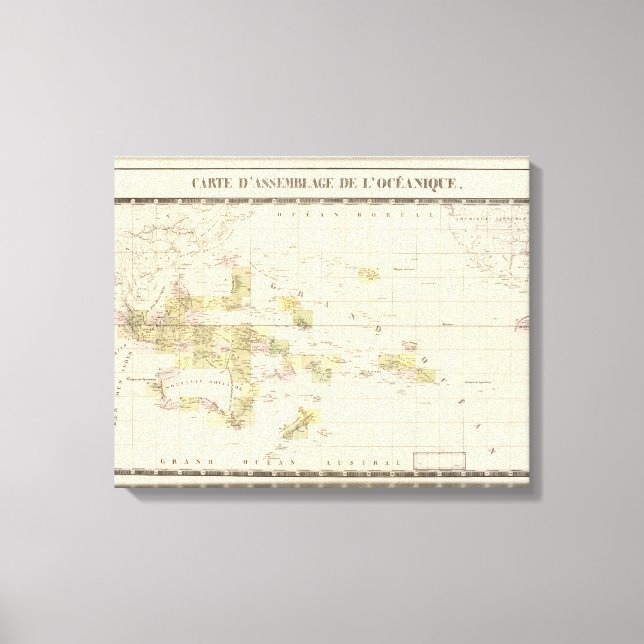 Impressão Em Tela Mapa de Assembleia da Oceânia (Frente)