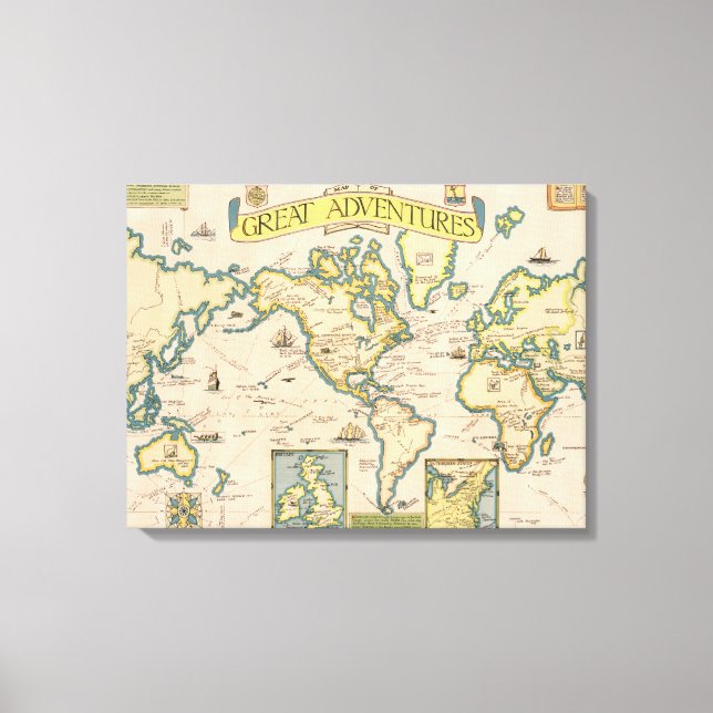 Impressão Em Tela Mapa de Aventuras de Excelente (Frente)
