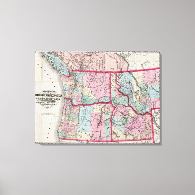Impressão Em Tela Mapa de Bancroft em Oregon, Washington, Idaho (Frente)
