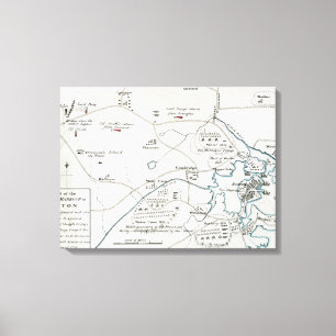 IMPRESSÃO EM TELA MAPA DE BOSTON-CONCORD, 1775