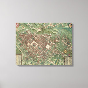 Impressão Em Tela Mapa de Bratislava, 'de Civitates Orbis Terrarum