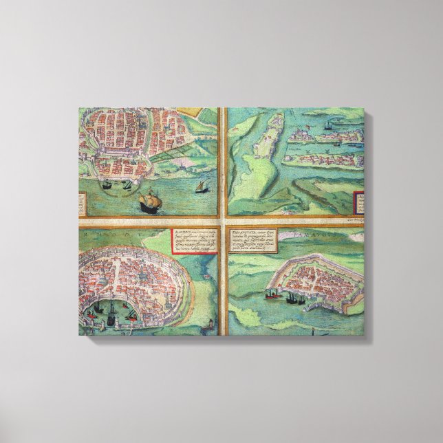 Impressão Em Tela Mapa de Calais, Malta, Rodes e Famagusta, de (Frente)