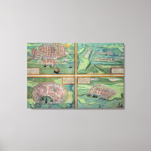 Impressão Em Tela Mapa de Calais, Malta, Rodes e Famagusta, de