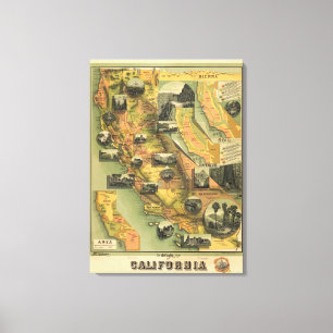 Impressão Em Tela Mapa de Califórnia