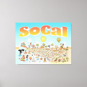 Impressão Em Tela Mapa de Cartoons SoCal