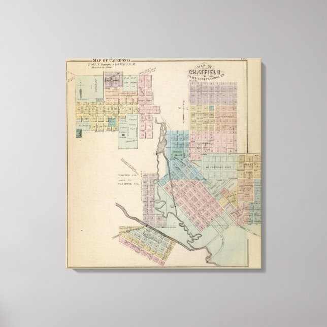 Impressão Em Tela Mapa de Chatfield, Mapa da Caledónia, Minn (Frente)