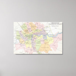 Impressão Em Tela Mapa de cidades parlamentares metropolitanas