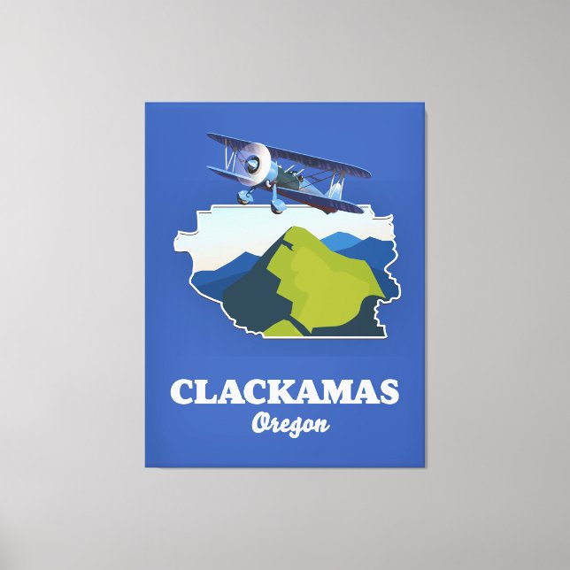 Impressão Em Tela Mapa de Clackamas nos EUA (Frente)