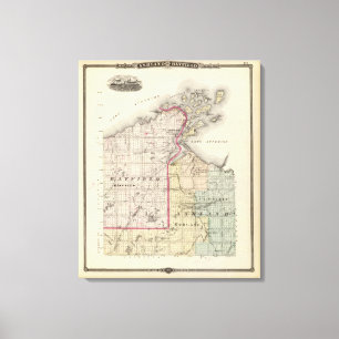 Impressão Em Tela Mapa de condados de Ashland e de Bayfield