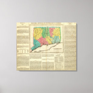 Impressão Em Tela Mapa de Connecticut