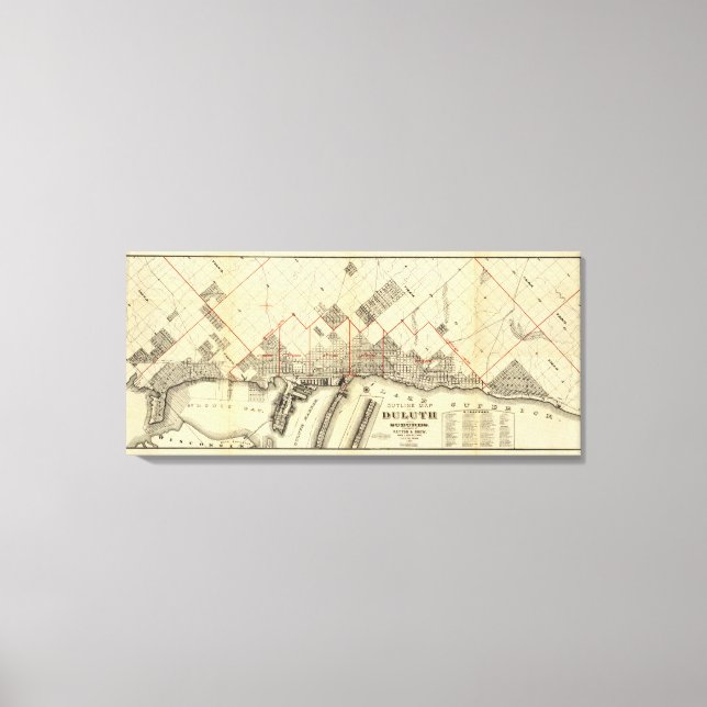 Impressão Em Tela Mapa de Contorno de Duluth e Suburbs (Frente)