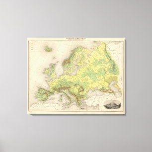 Impressão Em Tela Mapa de contorno de Europa