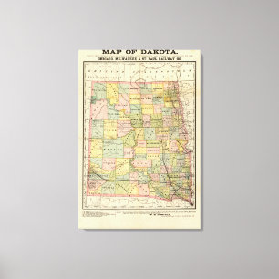 Impressão Em Tela Mapa de Dakota